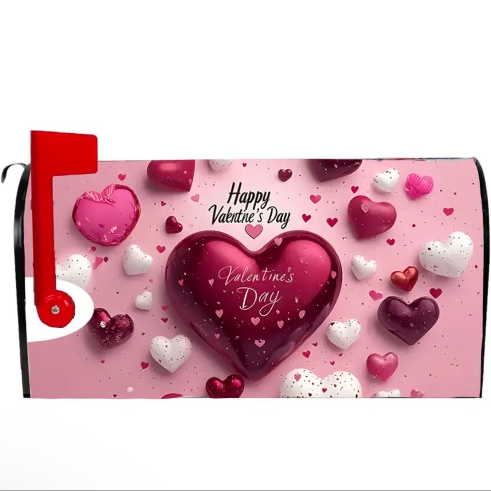 Mailbox Cover - Vibrant Valentines Hearts Design, NEW, Easy Decor.